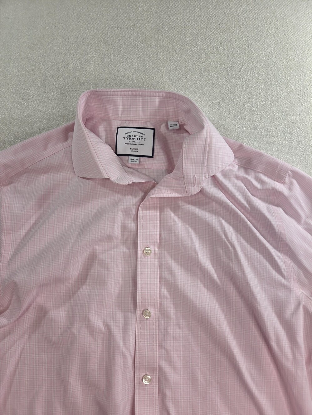 Charles Tyrwhitt Pink Check Slim Fit Dress - Picture 2 of 6